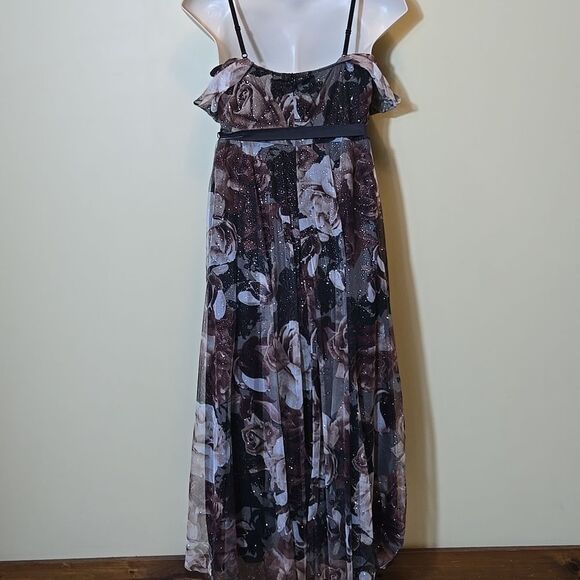 Lovely Grace Y2K Babydoll Maxi Dress XL Forest Fairy Whimsigoth Mesh Glitter - Picture 15 of 16